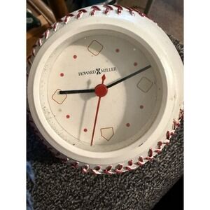Howard Miller Polystone Baseball Shaped Table Clock #645-458 Needs Battery